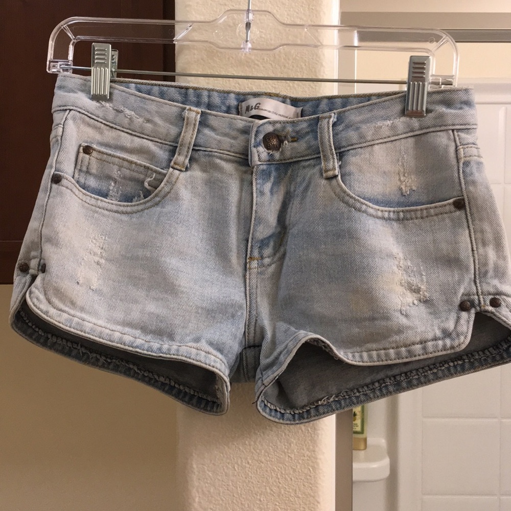 M&G Light blue denim shorts ripped size 25