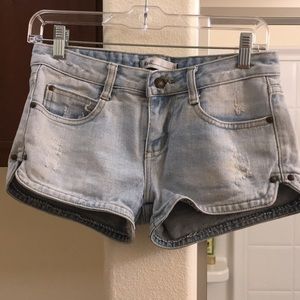 M&G Light blue denim shorts ripped size 25
