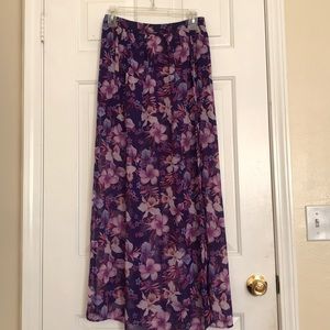Sheer floral purple skirt