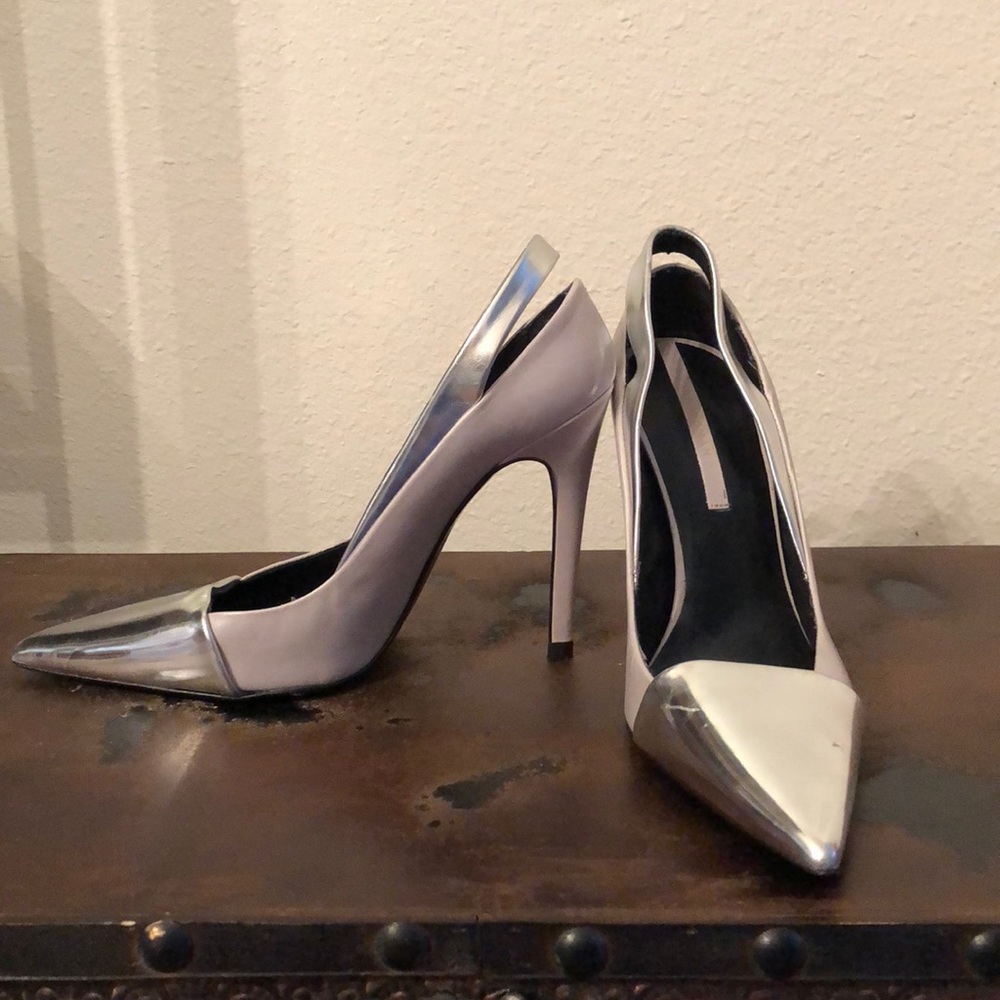 Zara Silver Metallic Pointy Heels