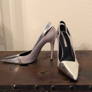 Zara Silver Metallic Pointy Heels