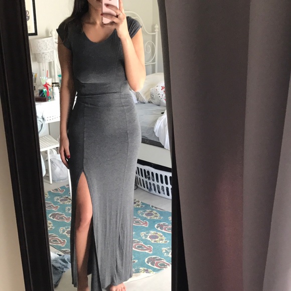 Zara Dresses & Skirts - Long charcoal jersey maxi dress