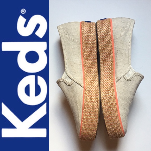 Shoes - Jute and linen platform Keds slip on 7.5