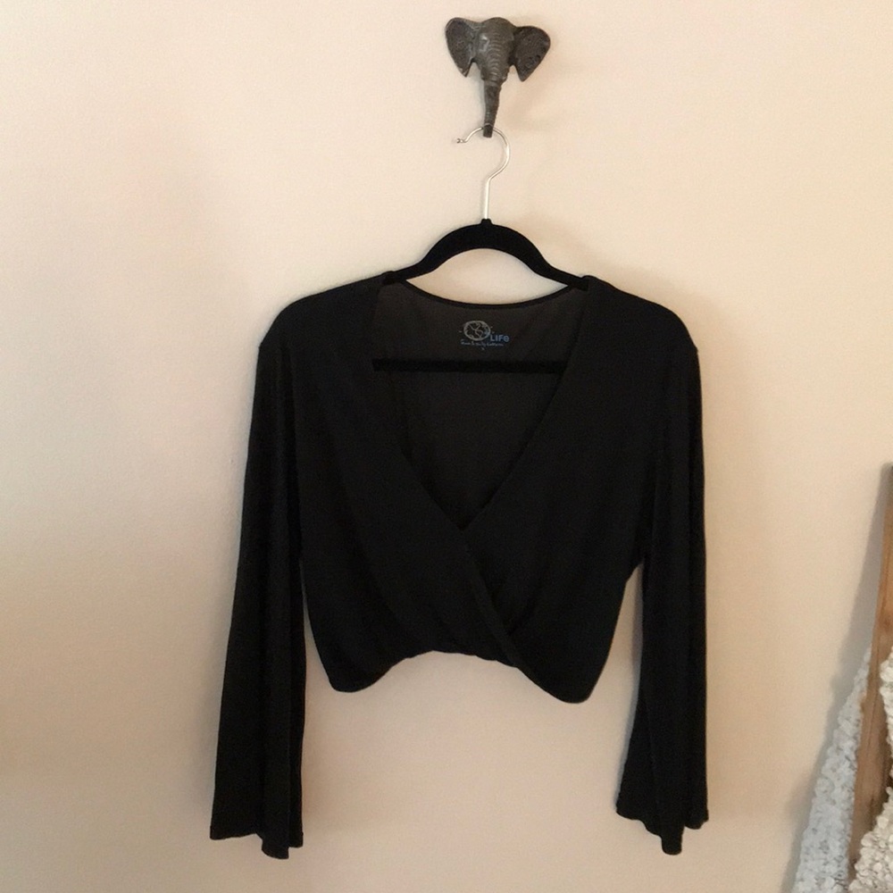 Planet Blue soft cropped faux wrap