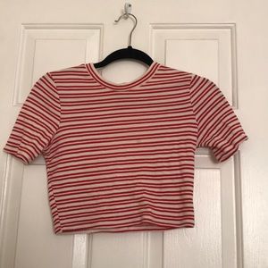Red and white stripped crop top