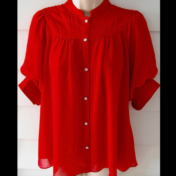 Moulinette Soeurs Colline Blouse Anthropologie Red - Picture 2 of 7