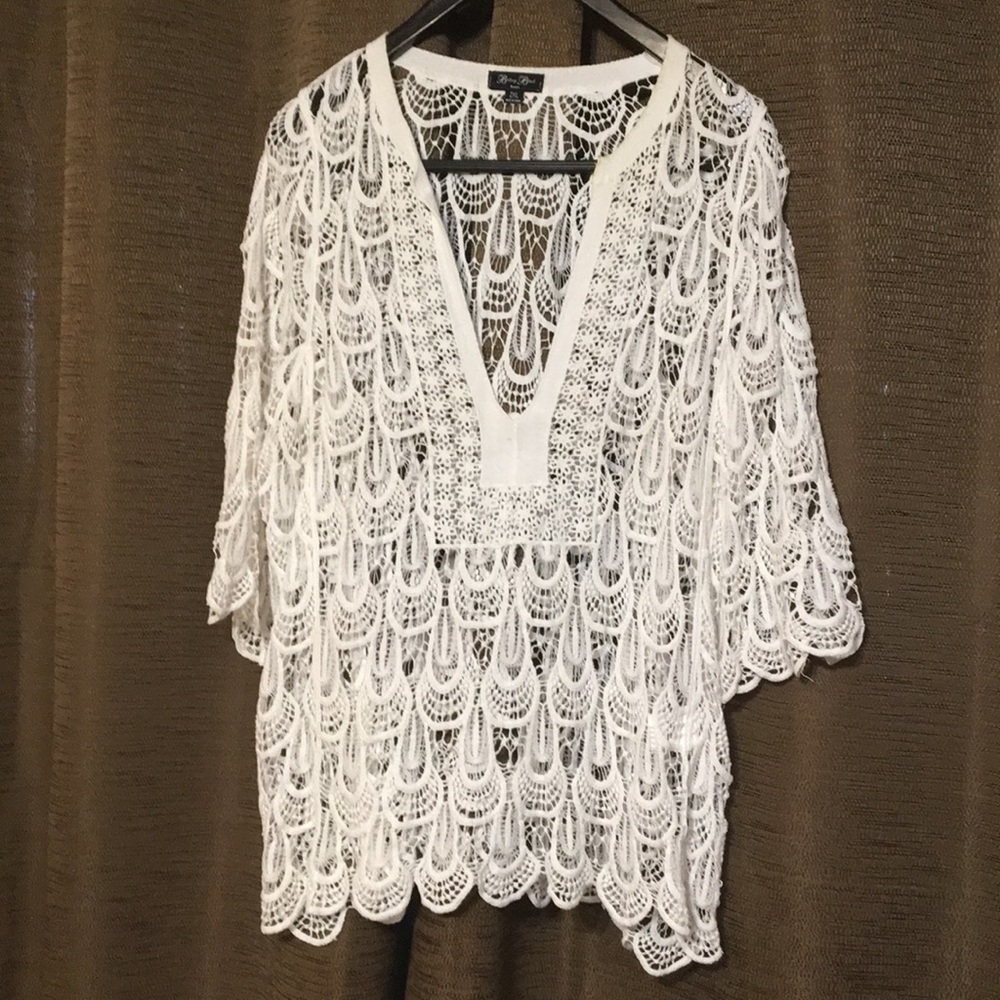 Crocheted lace over shirt