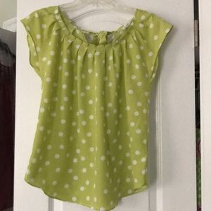 Green and White Polkadot Blouse
