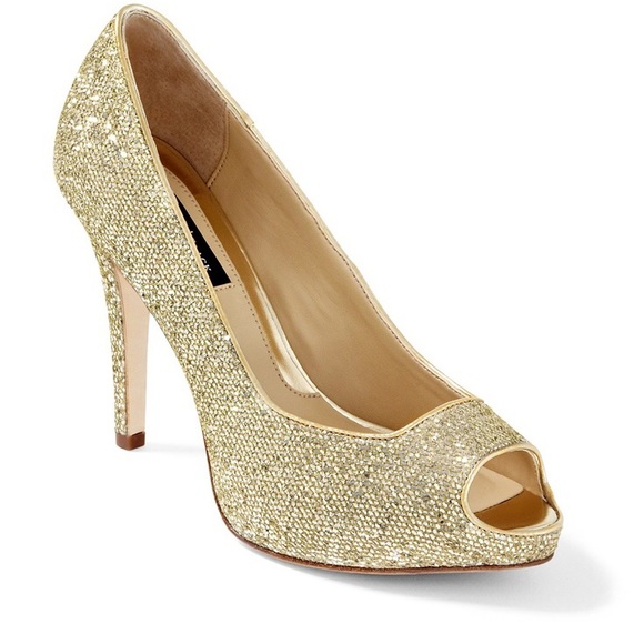 GLITTER PEEPTOE PLATFORM PUMPS👠 - Picture 1 of 7