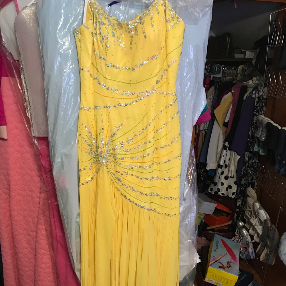 Yellow Beaded Prom Gown