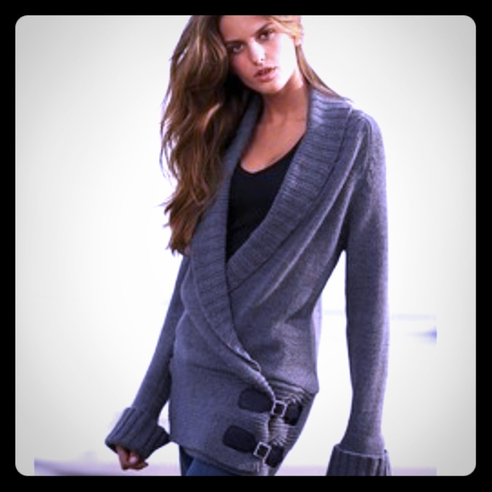 Victorias Secret Leather Buckle Wrap Sweater