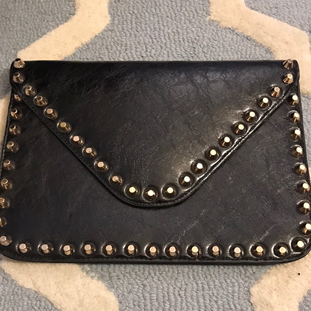 Gold studded envelope clutch