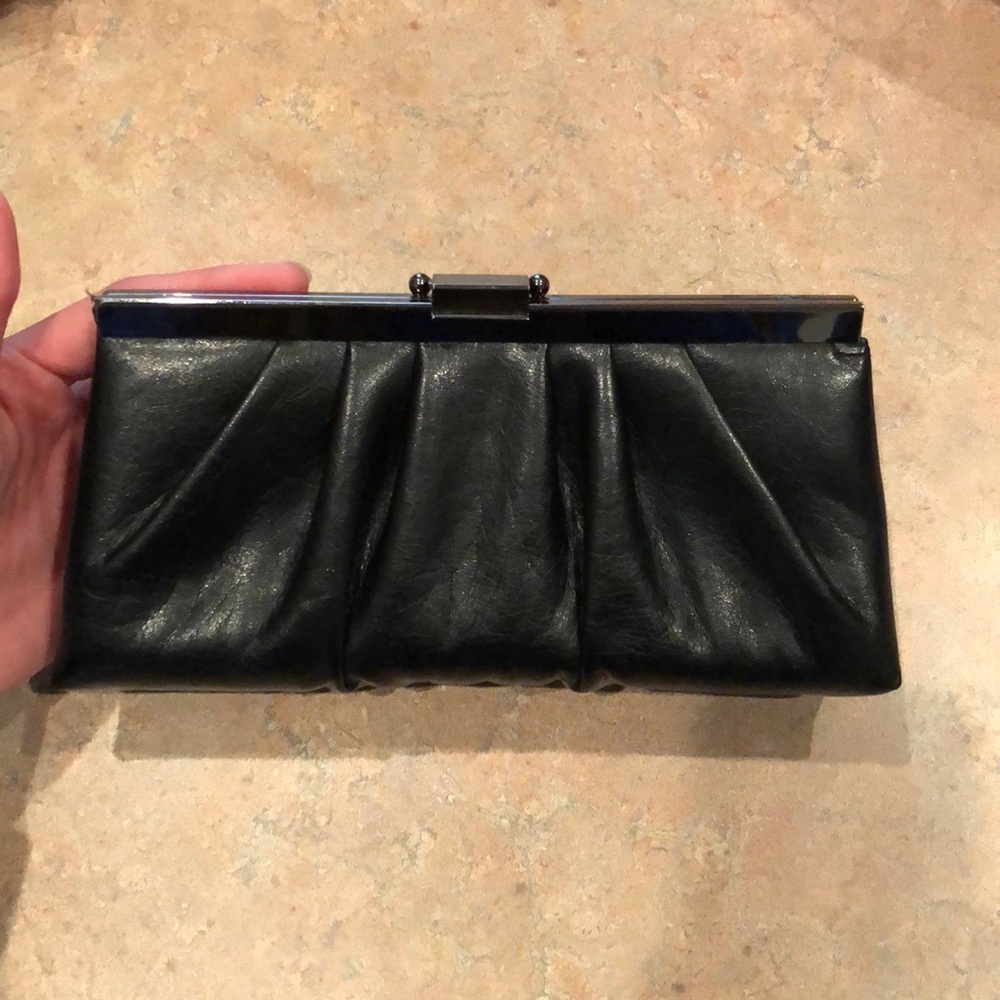 Convertible black clutch / shoulder evening bag