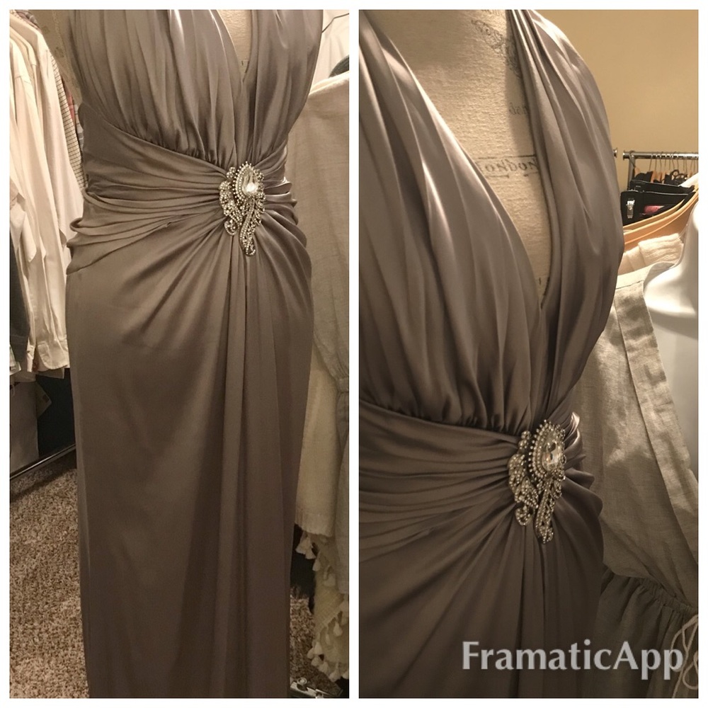 Tadashi Silver Silk Gown