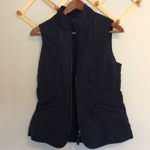 Talbots Petites Navy Quilted Fleece Lined Vest