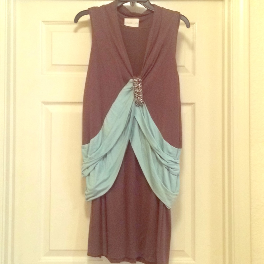 Drape brown and Aqua dress
