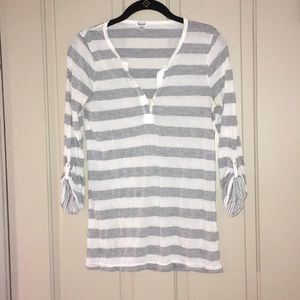 White & Gray Striped Top//S