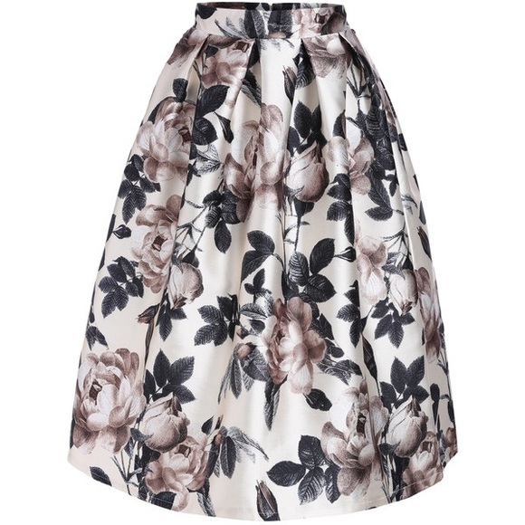 One Left! Midi Tea Bloom A Line Skirt - Picture 6 of 7