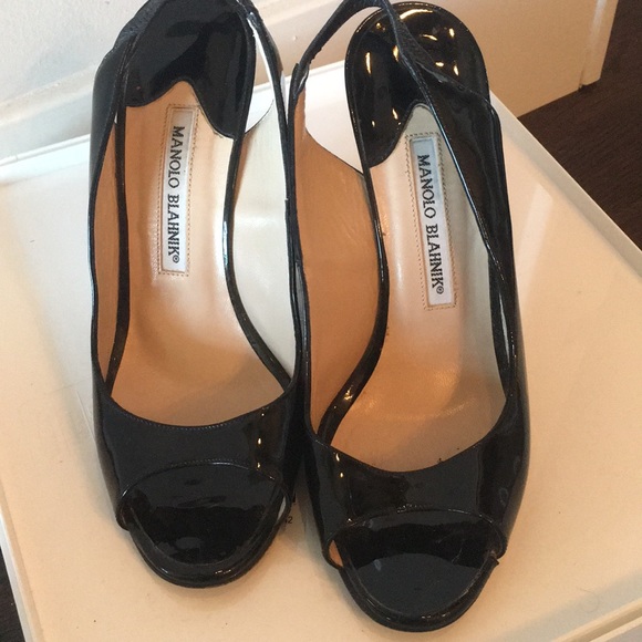 Manolo blahnik zebra black patent leather wedges - Picture 3 of 7