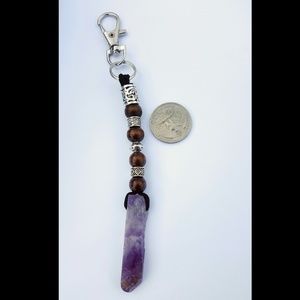 Amethyst shard key ring/bag charm
