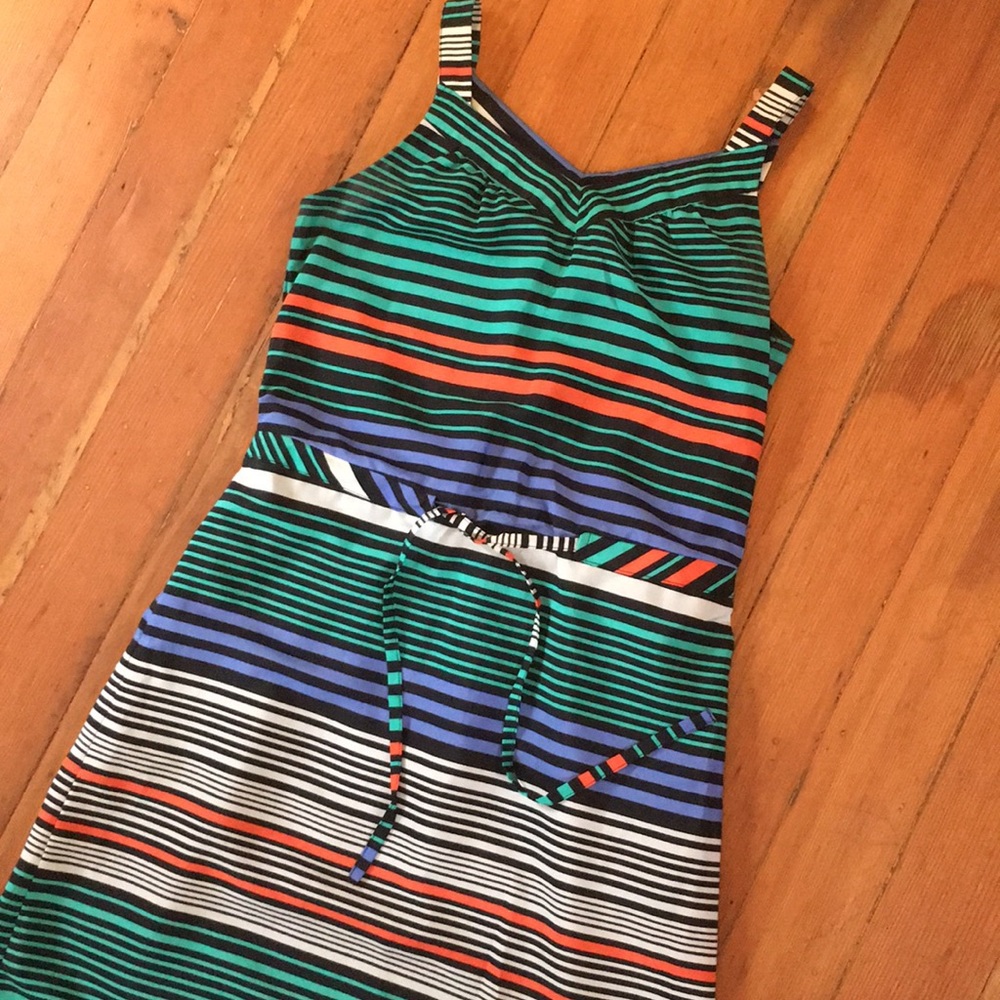 Colorful striped dress w/ asymmetrical skirt (XS)