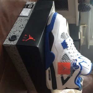 New Size 13 Air Jordan 4 Retro Whitegameroyalblack