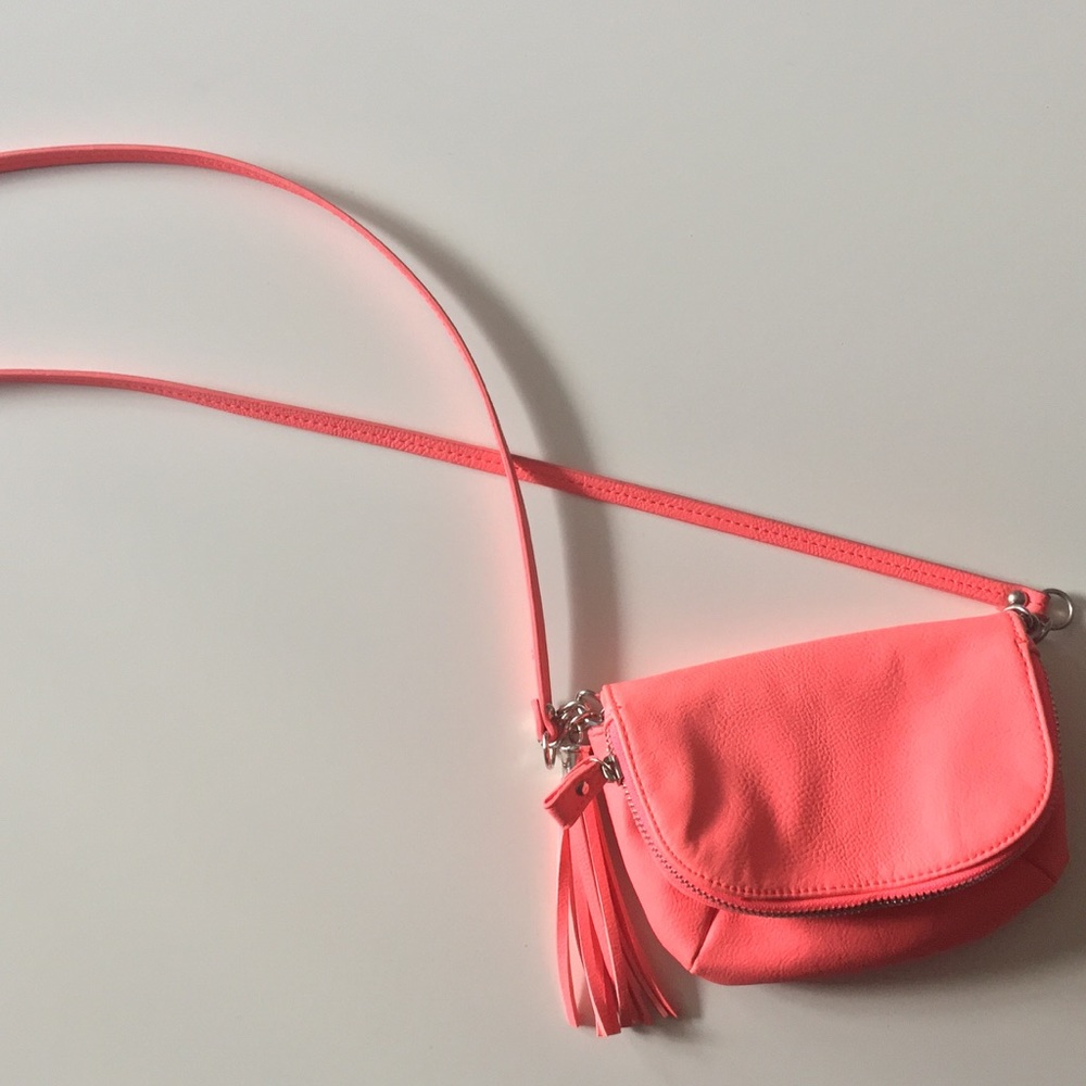 Small Coral Faux Leather Crossbody Bag