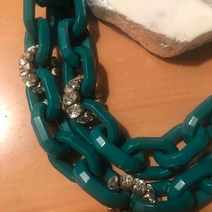 J. Crew green and rhinestone necklace
