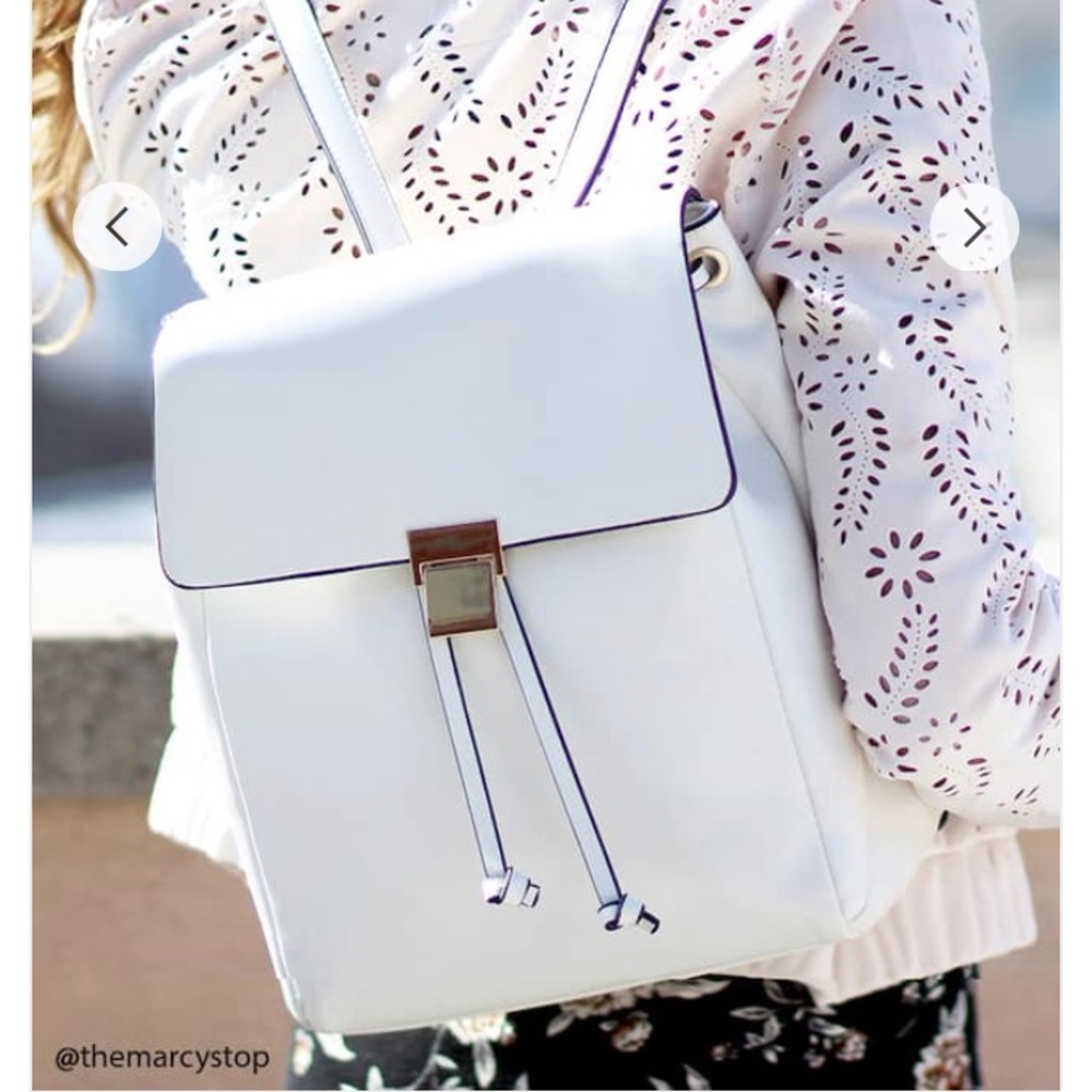 White faux leather backpack