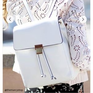 White faux leather backpack