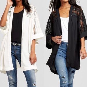 Two Kimono Jackets w/ Crochet Lace Trim - Mossimo
