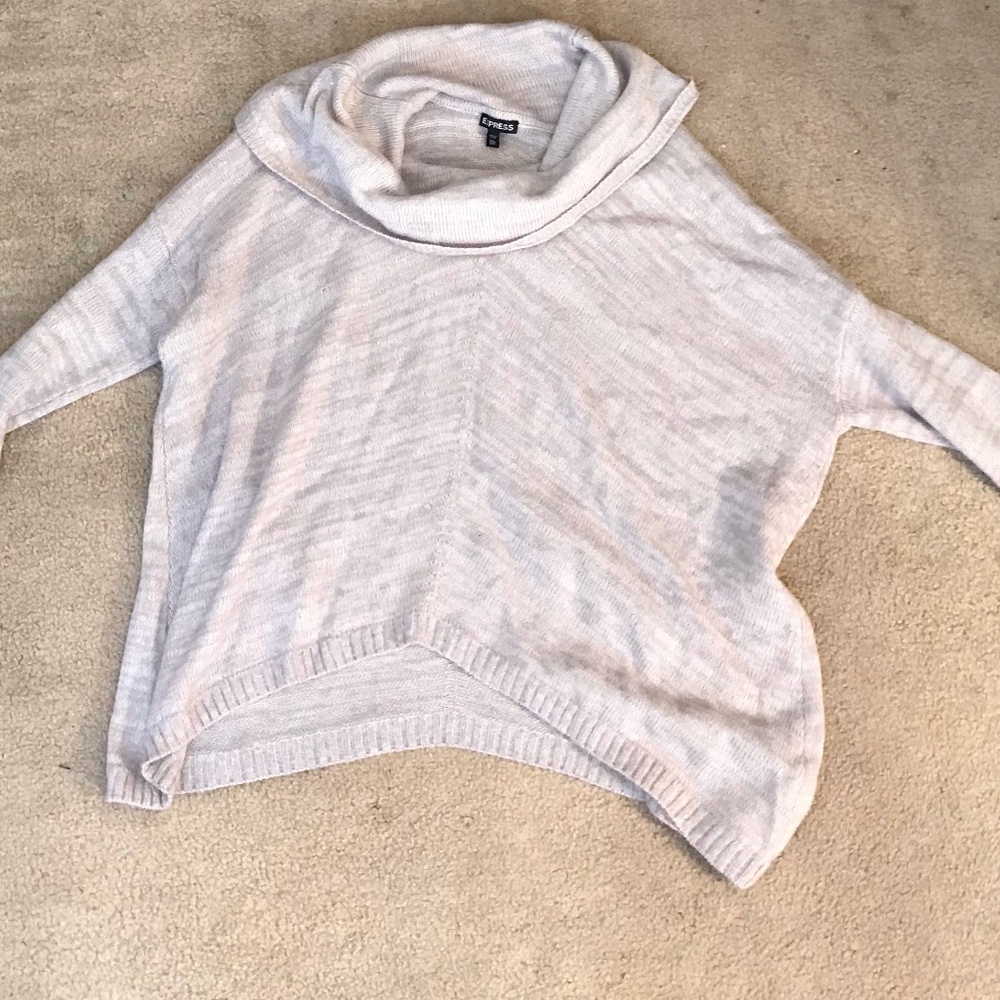 Express Oversized Beige Cowl Neck Sweater