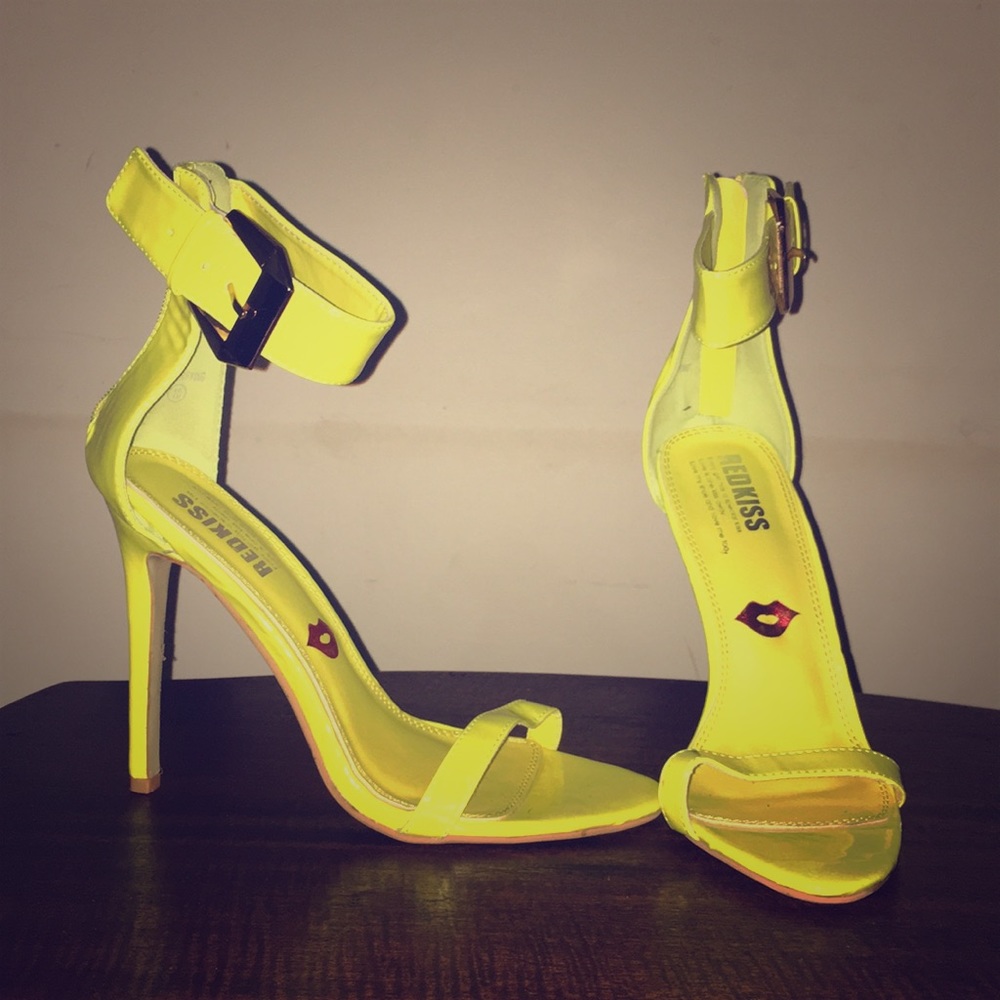Neon yellow high heels