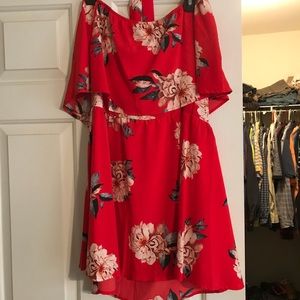 Floral off the shoulder tie dress