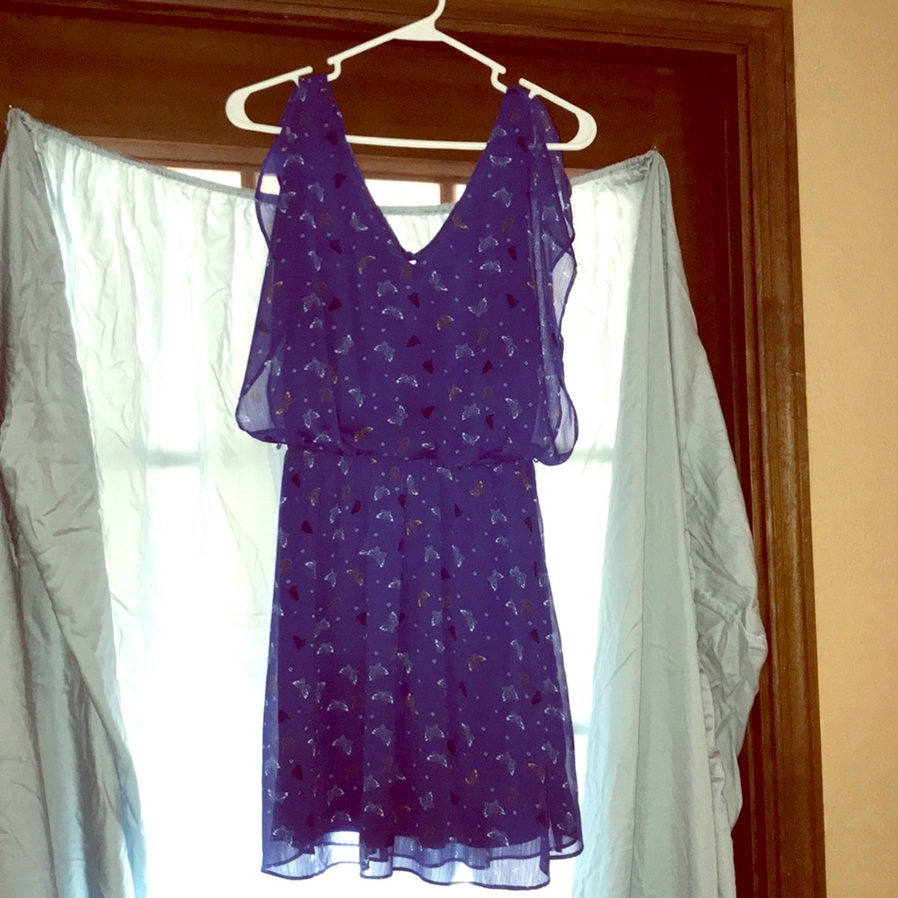 Blue Butterfly Pattern Fluttery Dress