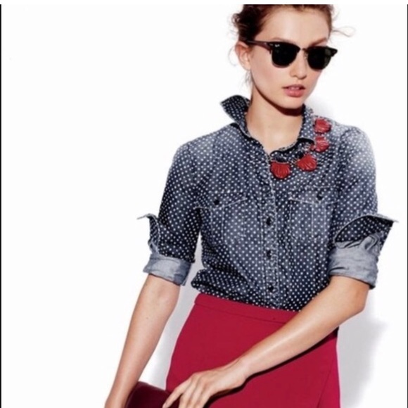 J. Crew Tops - J. Crew Star Dot Keeper Chambray Longsleeve Top