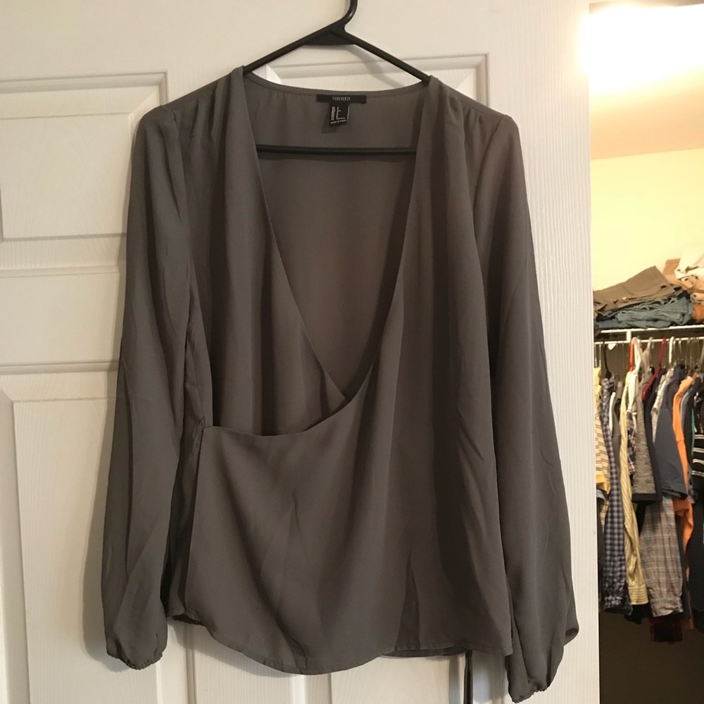 Olive green wrap blouse