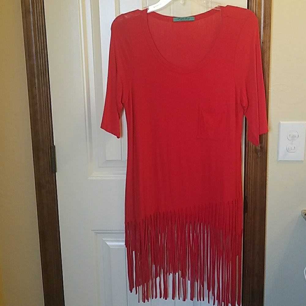Red fringed top