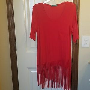 Red fringed top