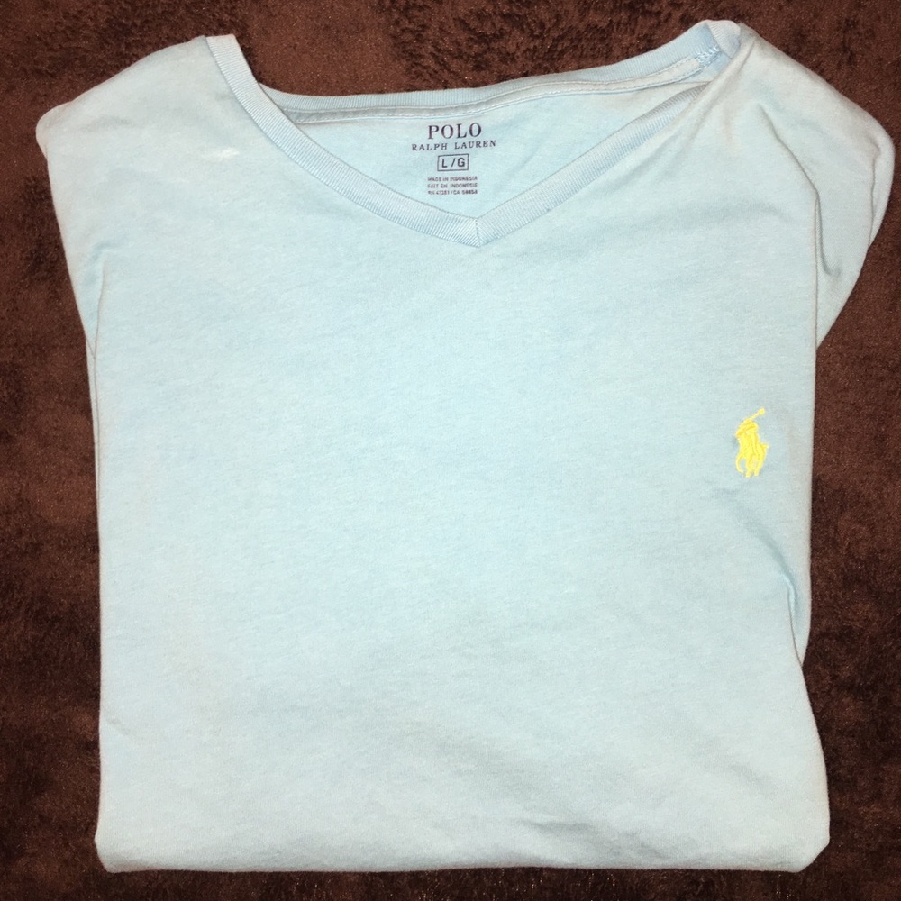Light blue V neck polo