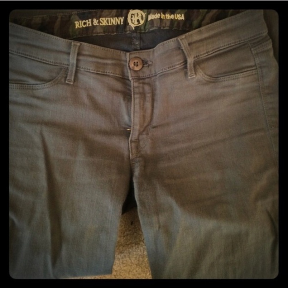 Rich & Skinny Cigarette Jeans in Army Green Sz 27