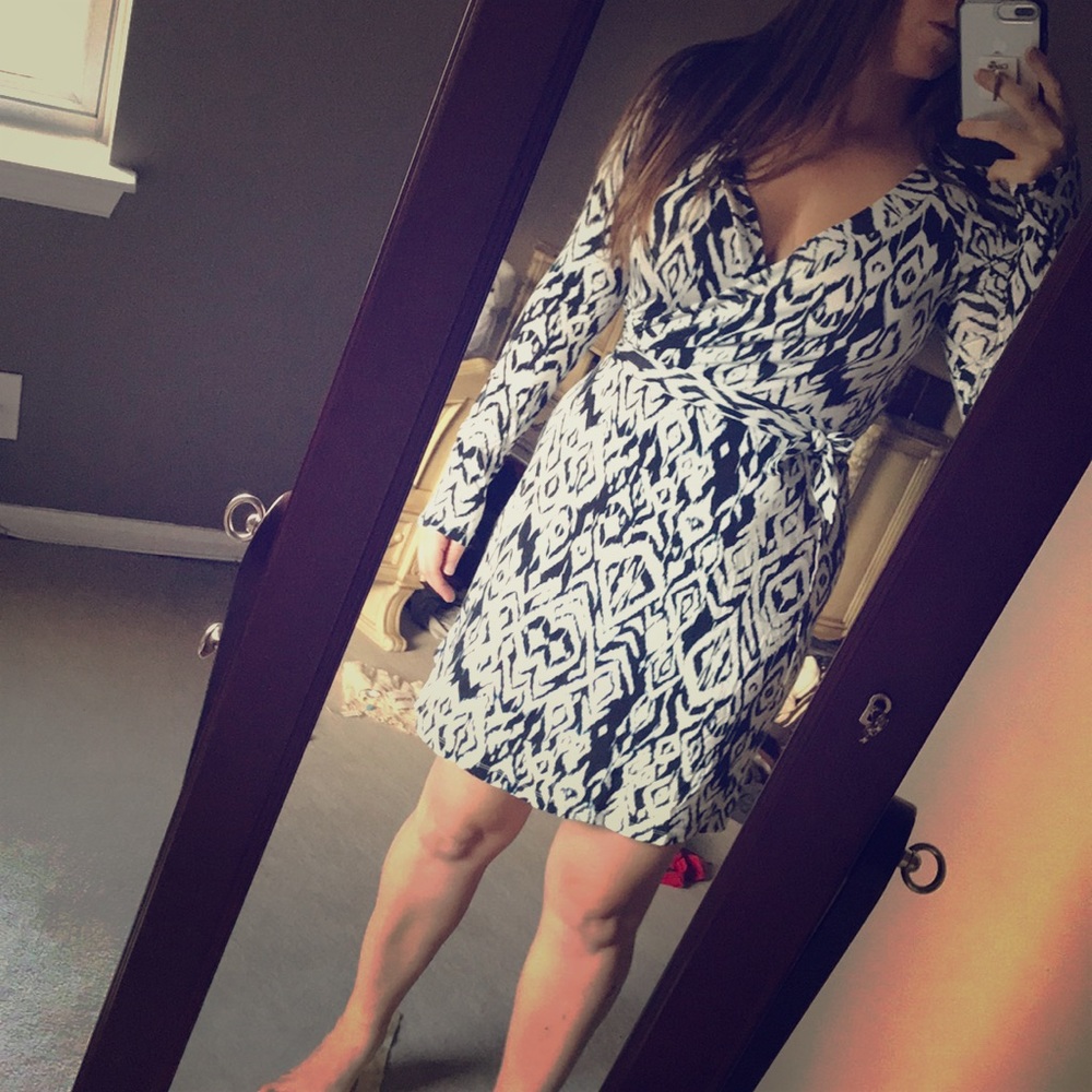 Long sleeve wrap around dress