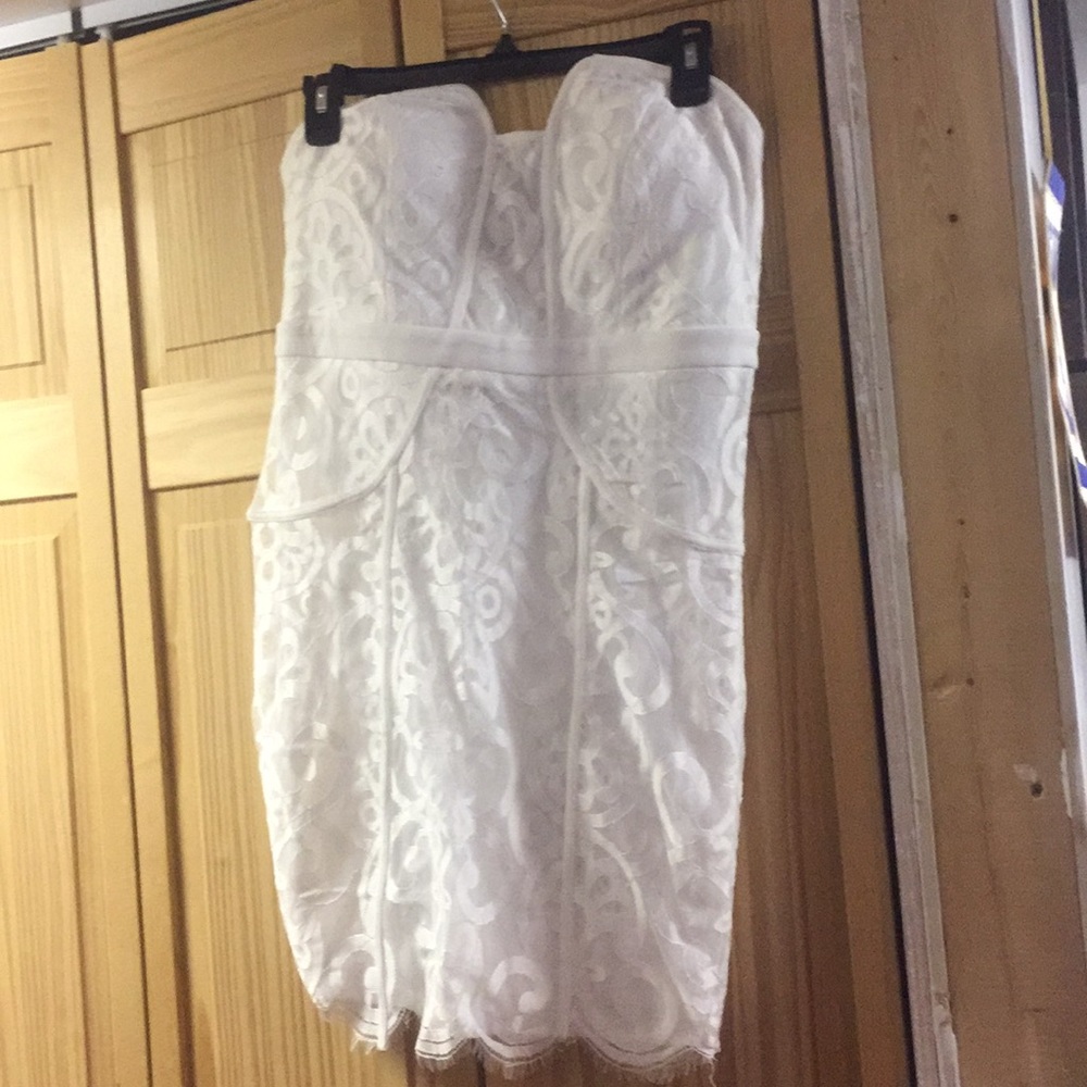 Never worn white lace strapless dress