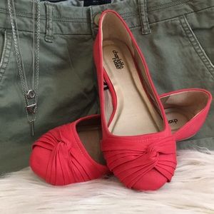 Charlotte Russe hot pink twist bow ballet flats