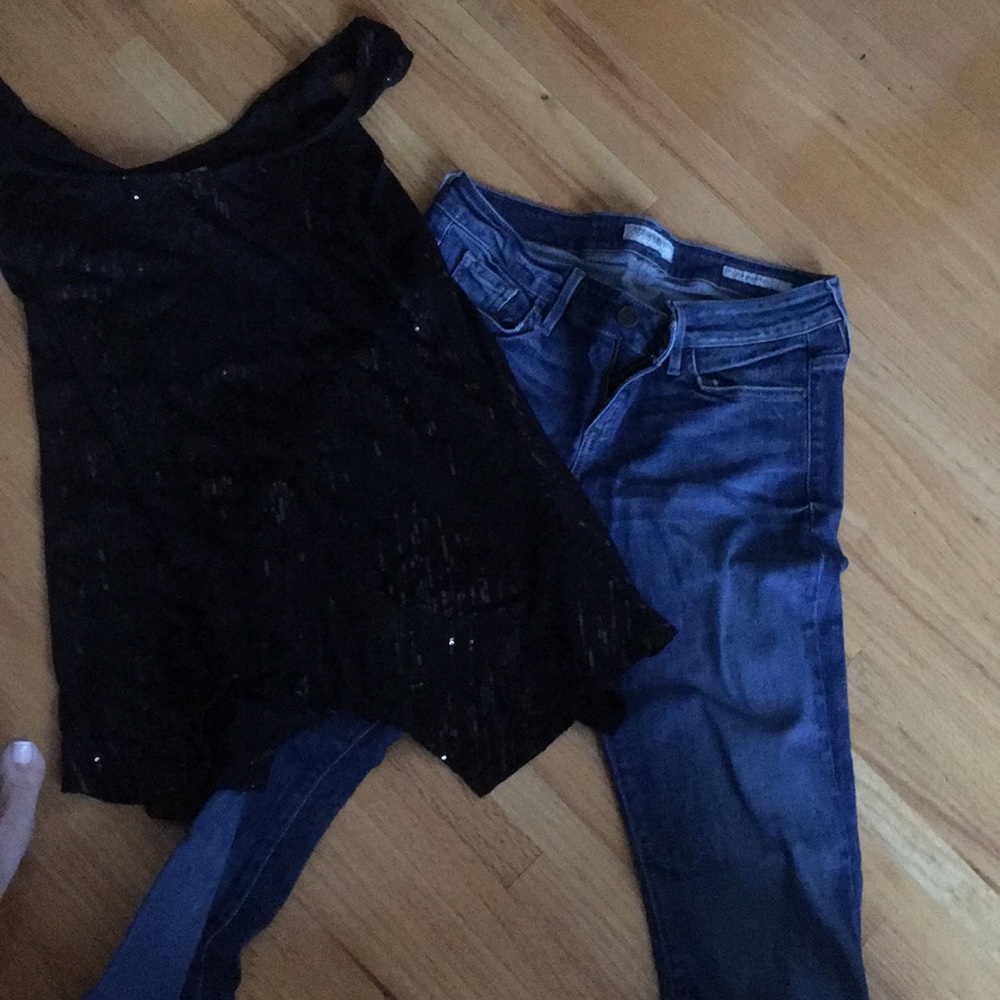 Blk sequins top sleeveless