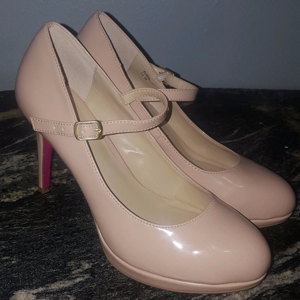 Nude Patent Platform Heels