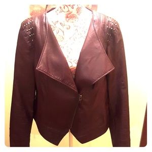 Wine color studded Moto jacket