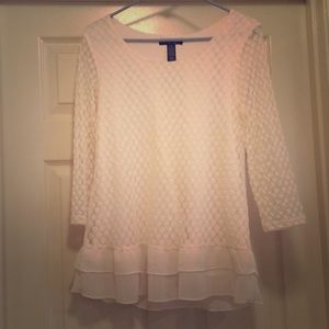 Cream lace and ruffled chiffon drop waist runic