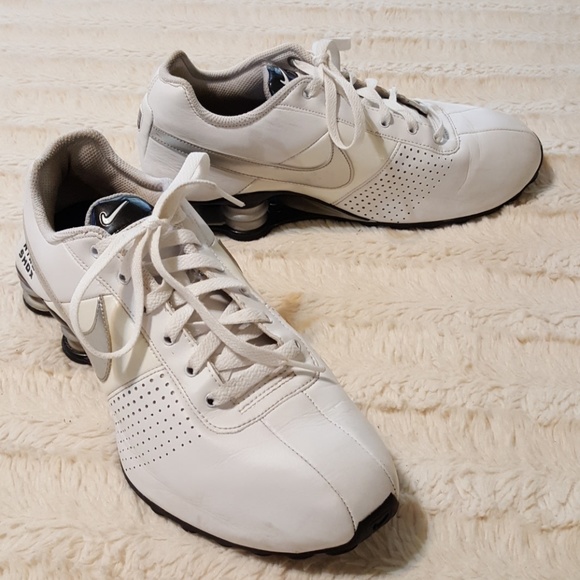nike shox white and silver