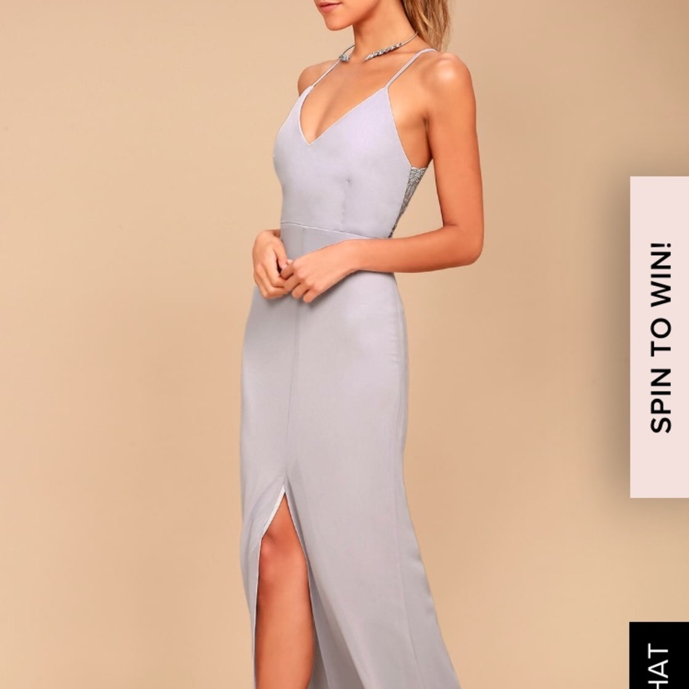 Story of a starry night grey backless dress